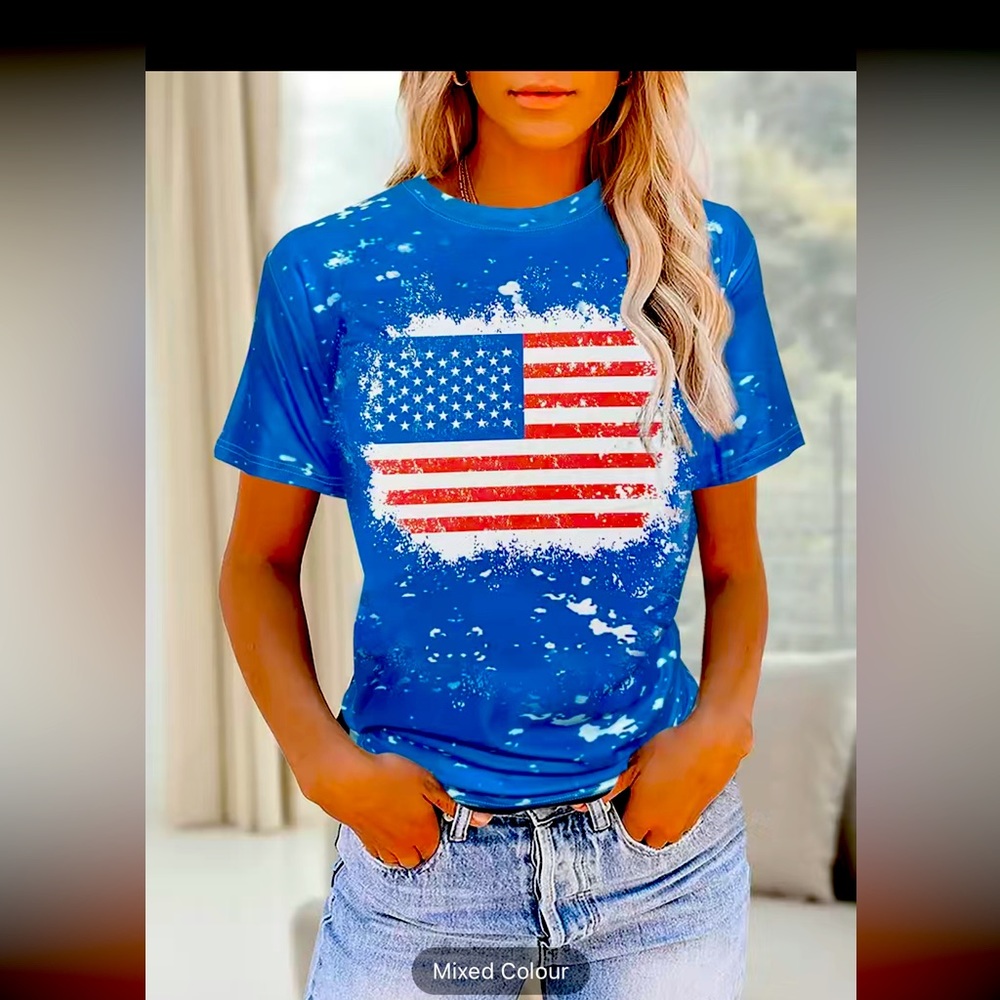 USA Tee. Short sleeve. 90% cotton. True to size.